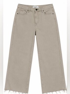 NWOT HIDDEN Los Angeles Beige Wide Leg Raw Hem Jeans Size 27